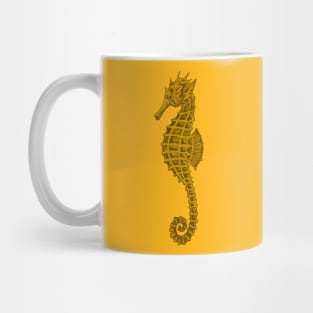 Cute Seahorse Tattoo Style In Ochre Yellow Mug